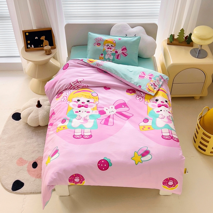 2025年新款幼儿园全棉被子三件套宝宝入园纯棉六件套被褥午睡被套甜心女孩