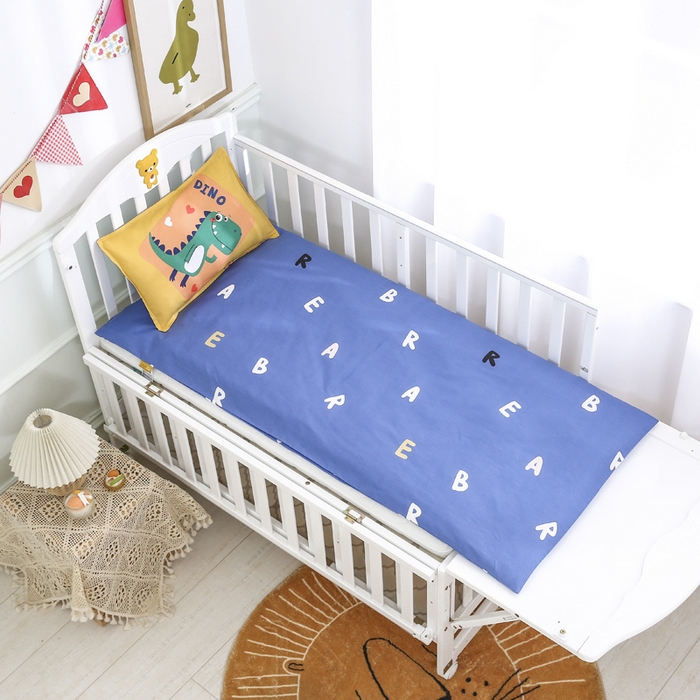 91家纺网 家纺一手货源 找家纺 2025年新款幼儿园全棉被子三件套宝宝入园纯棉六件套被褥午睡被套涂鸦恐龙-黄