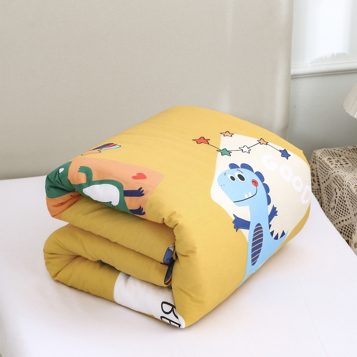 91家纺网 家纺一手货源 找家纺 2025年新款幼儿园全棉被子三件套宝宝入园纯棉六件套被褥午睡被套涂鸦恐龙-黄