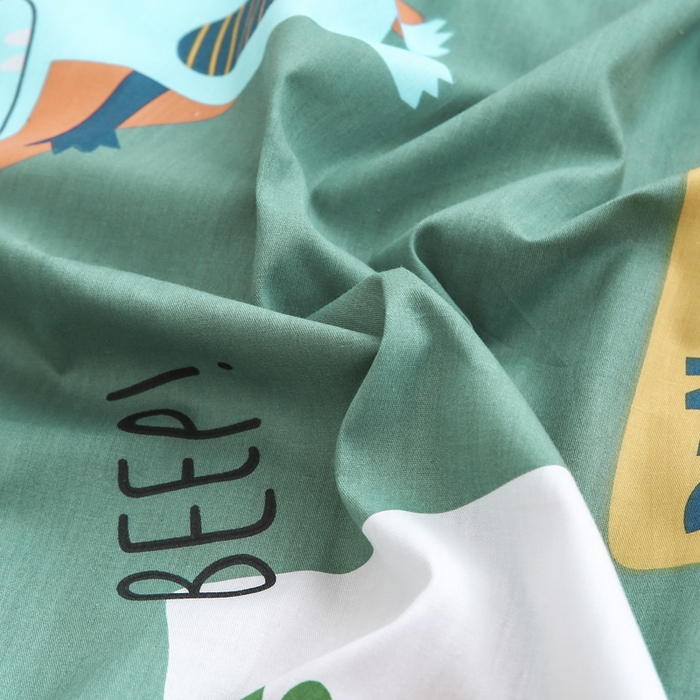 91家纺网 家纺一手货源 找家纺 2025年新款幼儿园全棉被子三件套宝宝入园纯棉六件套被褥午睡被套涂鸦恐龙-绿