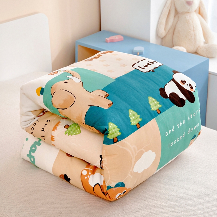 91家纺网 家纺一手货源 找家纺 2025年新款幼儿园全棉被子三件套宝宝入园纯棉六件套被褥午睡被套玩趣森林