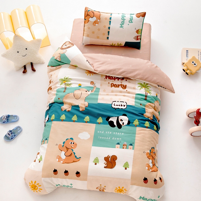 91家纺网 家纺一手货源 找家纺 2025年新款幼儿园全棉被子三件套宝宝入园纯棉六件套被褥午睡被套玩趣森林