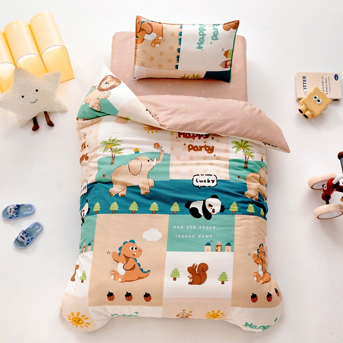 2025年新款幼儿园全棉被子三件套宝宝入园纯棉六件套被褥午睡被套玩趣森林