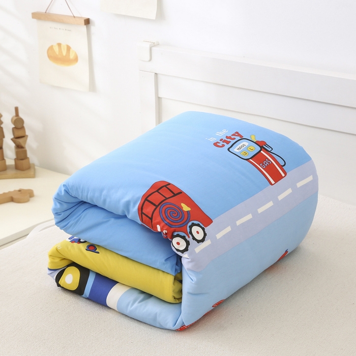 91家纺网 家纺一手货源 找家纺 2025年新款幼儿园全棉被子三件套宝宝入园纯棉六件套被褥午睡被套消防警车