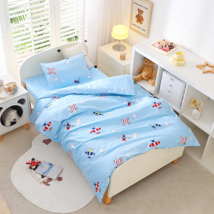 91家纺网 家纺一手货源 找家纺 2025年新款幼儿园全棉被子三件套宝宝入园纯棉六件套被褥午睡被套小飞机