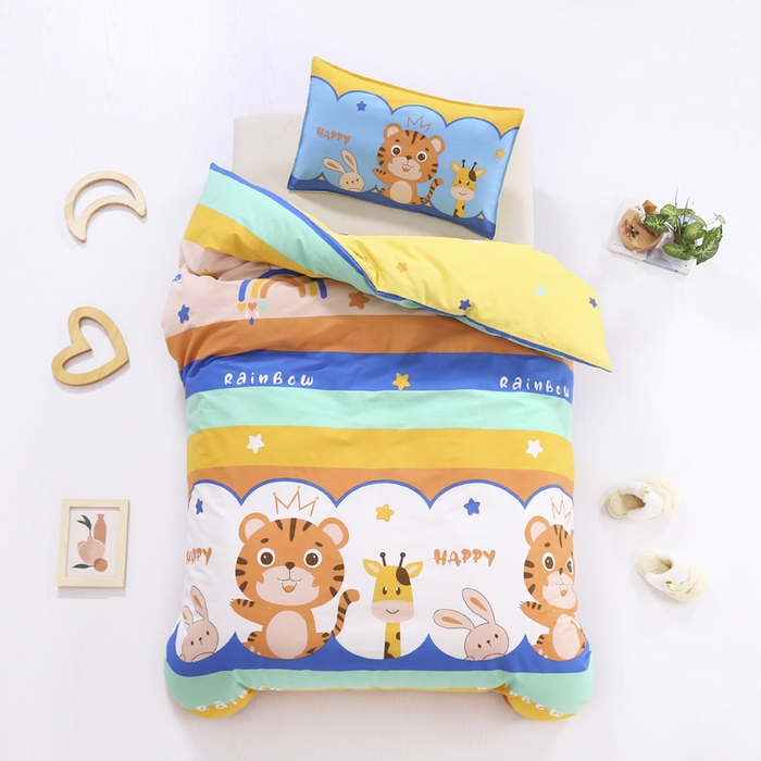 91家纺网 家纺一手货源 找家纺 2025年新款幼儿园全棉被子三件套宝宝入园纯棉六件套被褥午睡被套小虎朋友