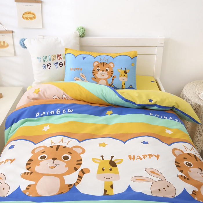 91家纺网 家纺一手货源 找家纺 2025年新款幼儿园全棉被子三件套宝宝入园纯棉六件套被褥午睡被套小虎朋友