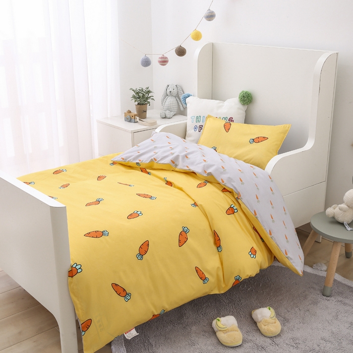 91家纺网 家纺一手货源 找家纺 2025年新款幼儿园全棉被子三件套宝宝入园纯棉六件套被褥午睡被套小萝卜