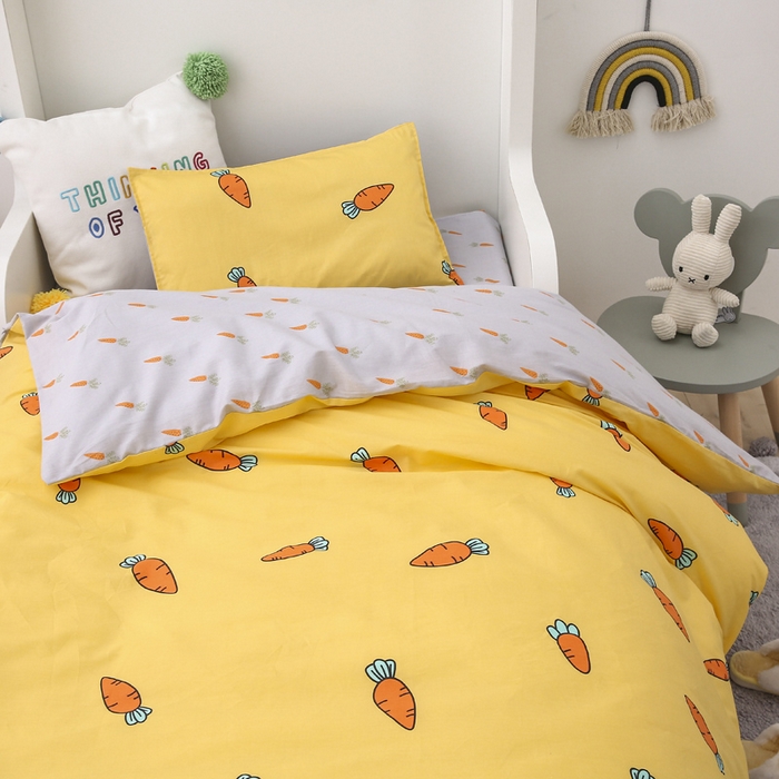 91家纺网 家纺一手货源 找家纺 2025年新款幼儿园全棉被子三件套宝宝入园纯棉六件套被褥午睡被套小萝卜