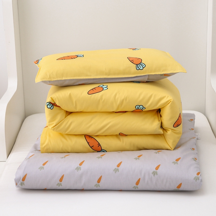 91家纺网 家纺一手货源 找家纺 2025年新款幼儿园全棉被子三件套宝宝入园纯棉六件套被褥午睡被套小萝卜