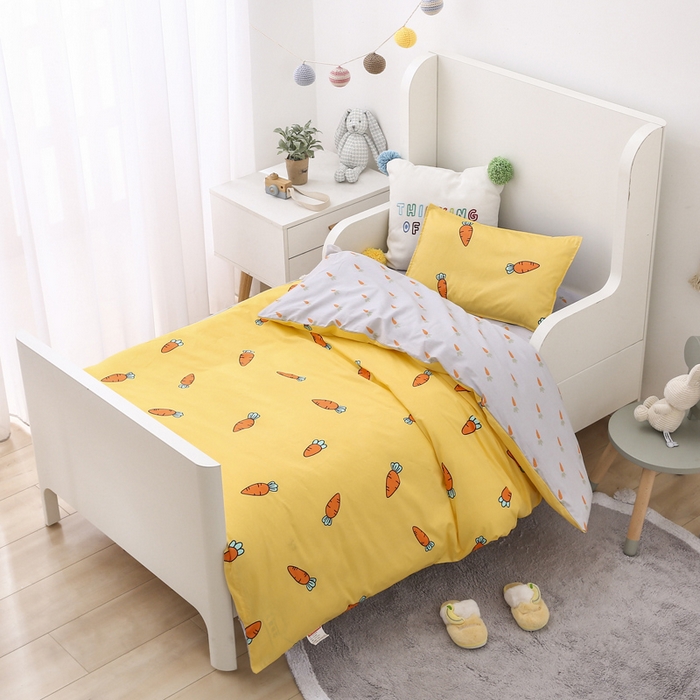 91家纺网 家纺一手货源 找家纺 2025年新款幼儿园全棉被子三件套宝宝入园纯棉六件套被褥午睡被套小萝卜