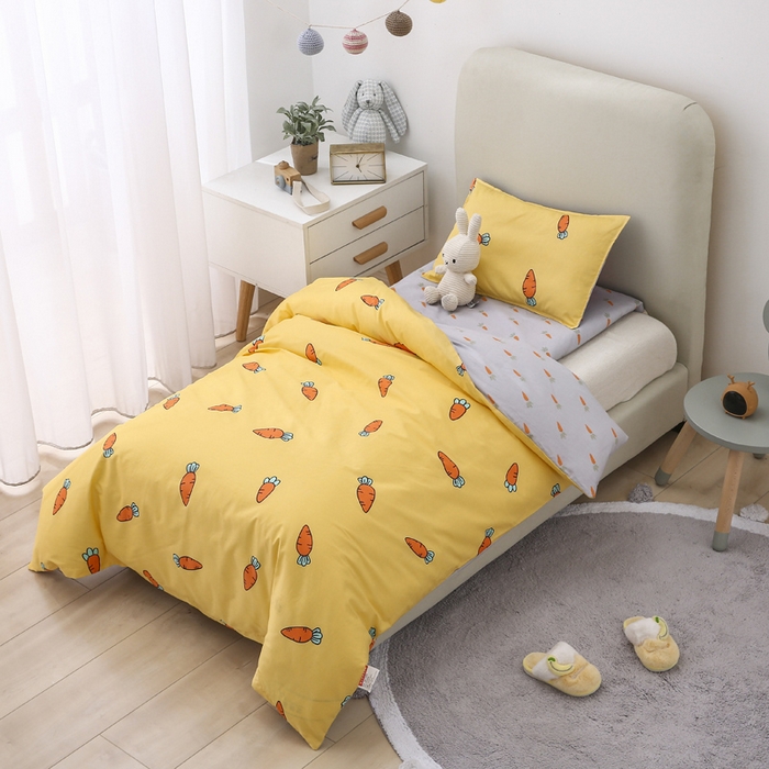 91家纺网 家纺一手货源 找家纺 2025年新款幼儿园全棉被子三件套宝宝入园纯棉六件套被褥午睡被套小萝卜