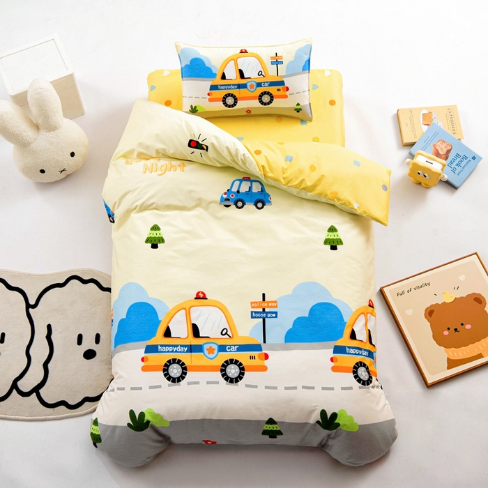 91家纺网 家纺一手货源 找家纺 2025年新款幼儿园全棉被子三件套宝宝入园纯棉六件套被褥午睡被套小面包车