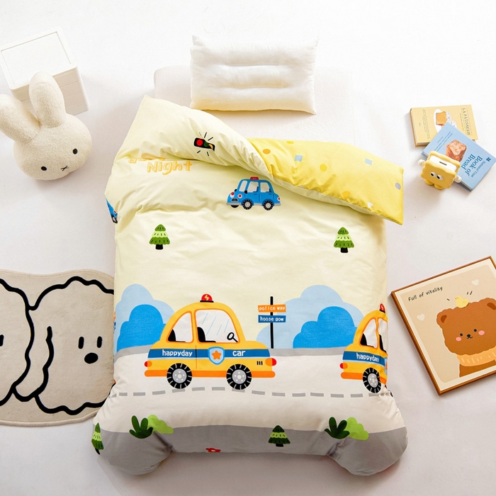 91家纺网 家纺一手货源 找家纺 2025年新款幼儿园全棉被子三件套宝宝入园纯棉六件套被褥午睡被套小面包车