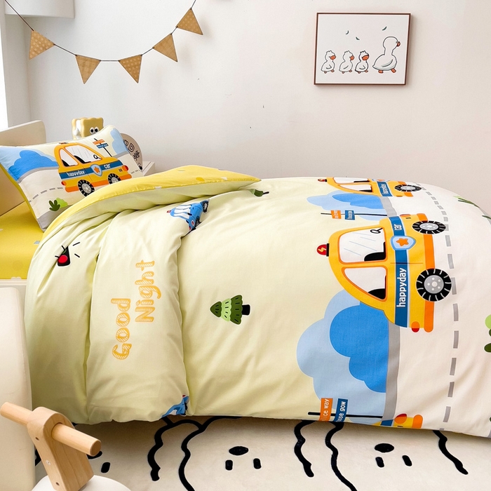 91家纺网 家纺一手货源 找家纺 2025年新款幼儿园全棉被子三件套宝宝入园纯棉六件套被褥午睡被套小面包车