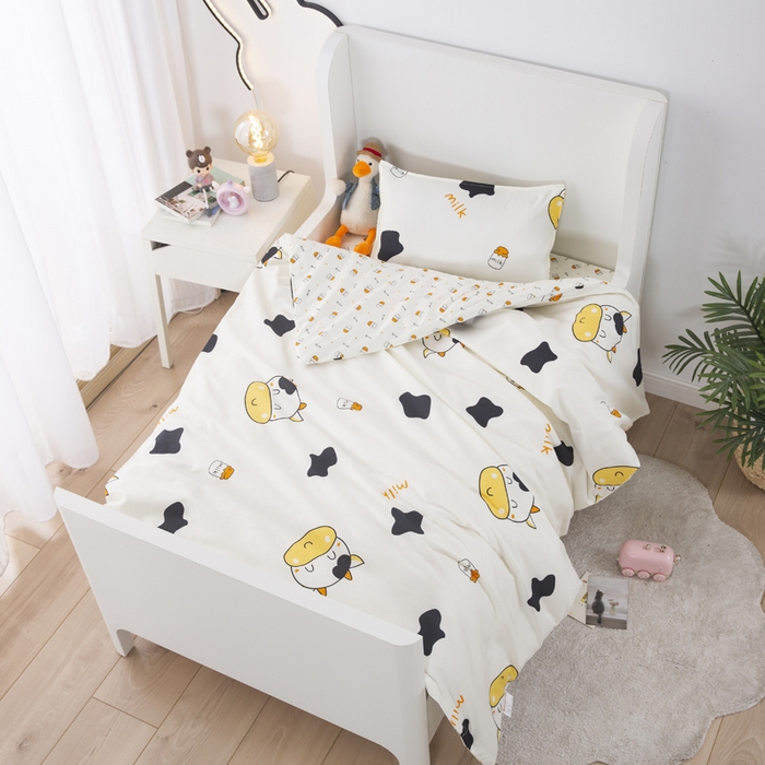 91家纺网 家纺一手货源 找家纺 2025年新款幼儿园全棉被子三件套宝宝入园纯棉六件套被褥午睡被套小奶牛