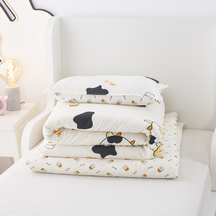 91家纺网 家纺一手货源 找家纺 2025年新款幼儿园全棉被子三件套宝宝入园纯棉六件套被褥午睡被套小奶牛