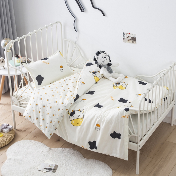 91家纺网 家纺一手货源 找家纺 2025年新款幼儿园全棉被子三件套宝宝入园纯棉六件套被褥午睡被套小奶牛