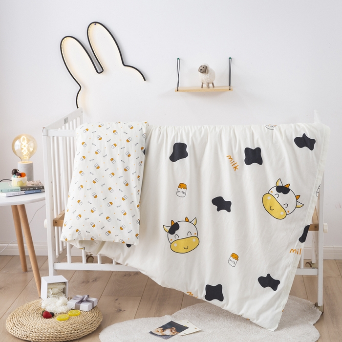 91家纺网 家纺一手货源 找家纺 2025年新款幼儿园全棉被子三件套宝宝入园纯棉六件套被褥午睡被套小奶牛