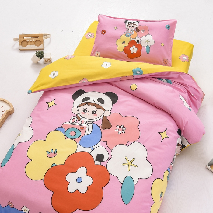 91家纺网 家纺一手货源 找家纺 2025年新款幼儿园全棉被子三件套宝宝入园纯棉六件套被褥午睡被套小女孩