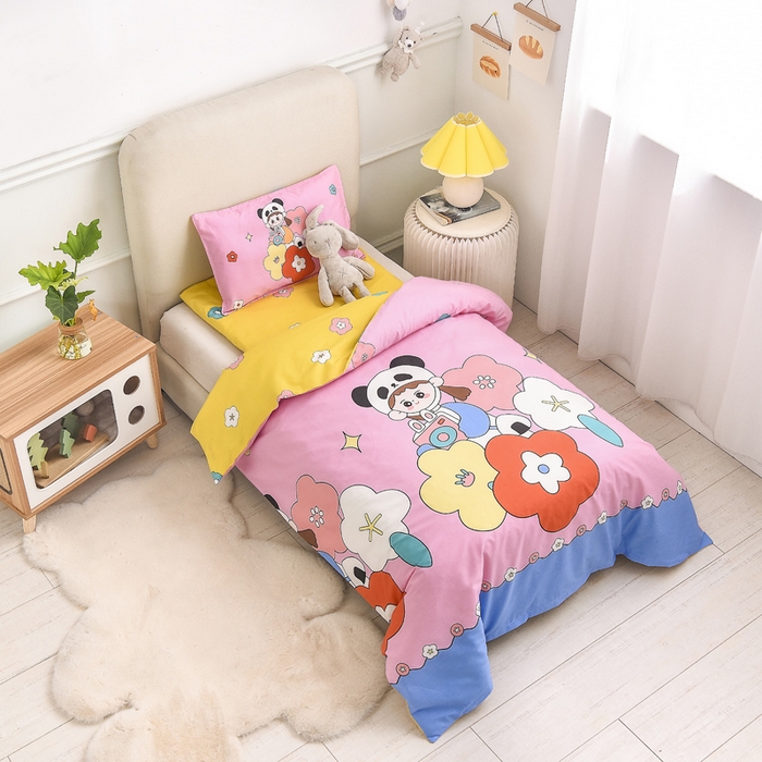 91家纺网 家纺一手货源 找家纺 2025年新款幼儿园全棉被子三件套宝宝入园纯棉六件套被褥午睡被套小女孩