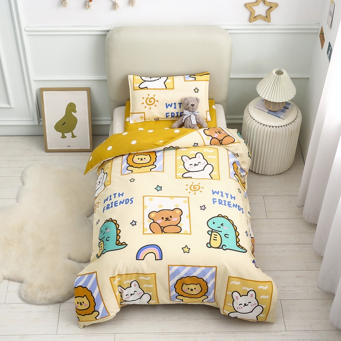 91家纺网 家纺一手货源 找家纺 2025年新款幼儿园全棉被子三件套宝宝入园纯棉六件套被褥午睡被套星空宝贝