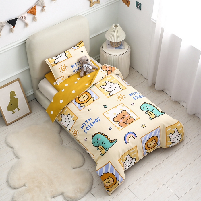 91家纺网 家纺一手货源 找家纺 2025年新款幼儿园全棉被子三件套宝宝入园纯棉六件套被褥午睡被套星空宝贝