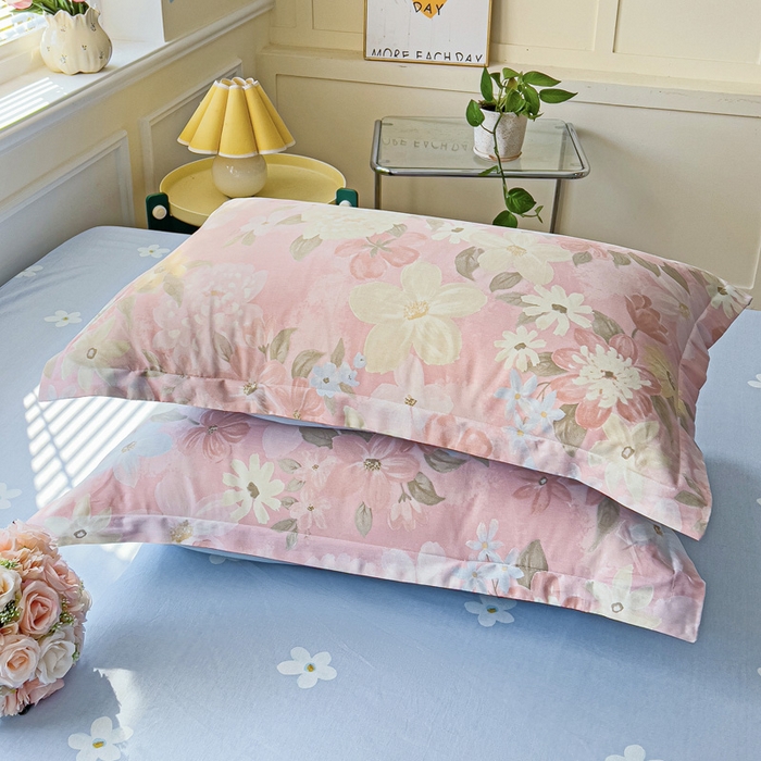 91家纺网 家纺一手货源 找家纺 依庭 2025新款12868全棉纯棉单枕套单品枕套枕套单件 晚色芳莲