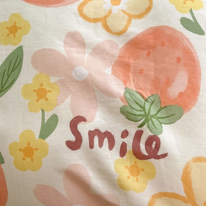 91家纺网 家纺一手货源 找家纺 依庭 2025新款12868全棉纯棉单枕套单品枕套枕套单件 笑脸草莓