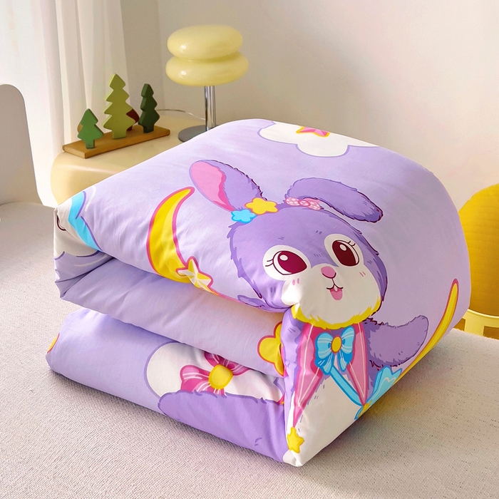 91家纺网 家纺一手货源 找家纺 2025年新款幼儿园全棉被子三件套宝宝入园纯棉六件套被褥午睡被套星月小兔