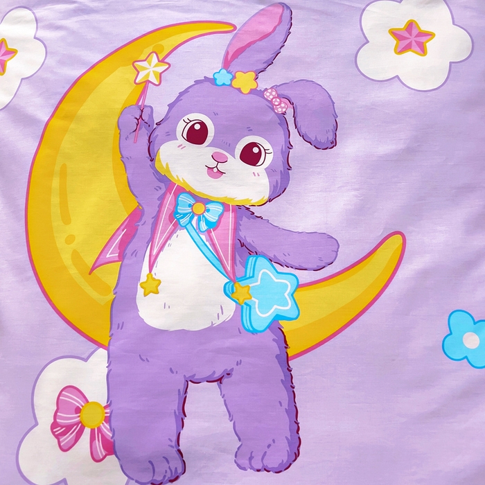 91家纺网 家纺一手货源 找家纺 2025年新款幼儿园全棉被子三件套宝宝入园纯棉六件套被褥午睡被套星月小兔