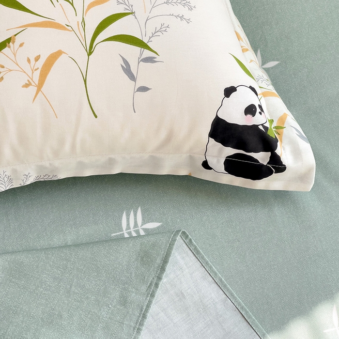 91家纺网 家纺一手货源 找家纺 依庭 2025新款12868全棉纯棉单枕套单品枕套枕套单件 熊猫仔仔