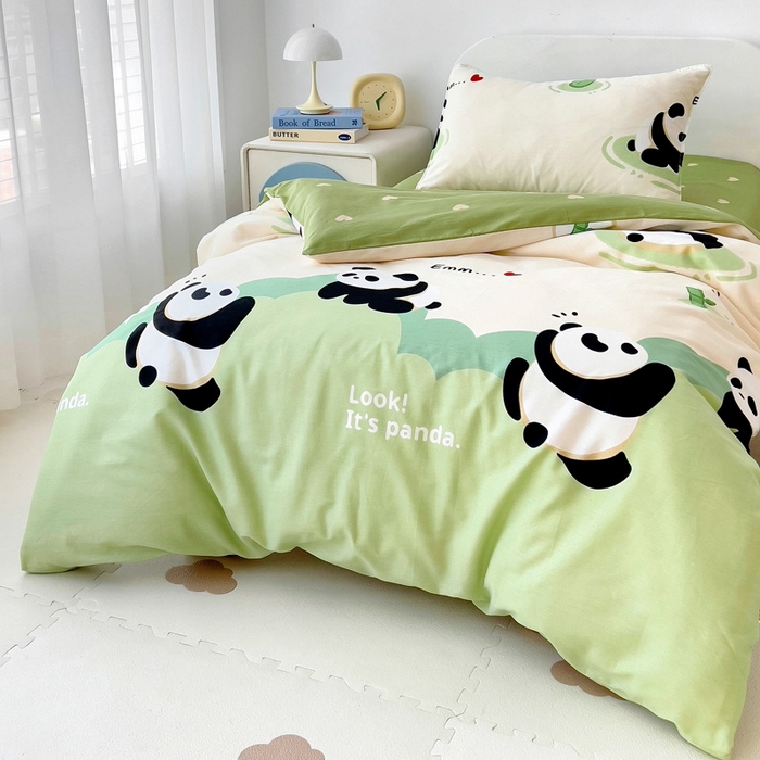 91家纺网 家纺一手货源 找家纺 2025年新款幼儿园全棉被子三件套宝宝入园纯棉六件套被褥午睡被套熊猫乐园