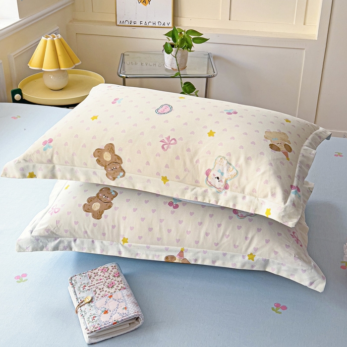 91家纺网 家纺一手货源 找家纺 依庭 2025新款12868全棉纯棉单枕套单品枕套枕套单件 芋泥小狗