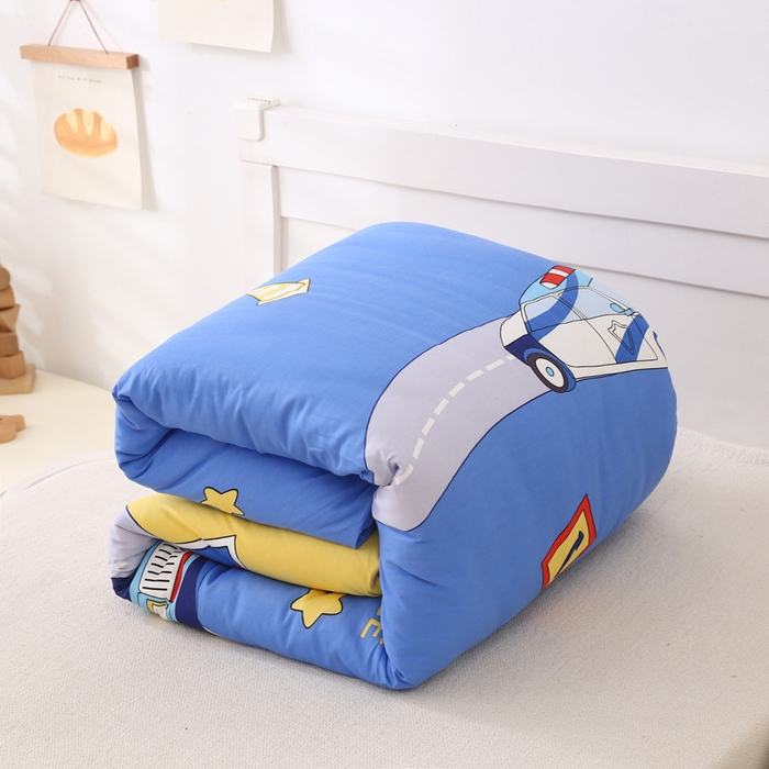 91家纺网 家纺一手货源 找家纺 2025年新款幼儿园全棉被子三件套宝宝入园纯棉六件套被褥午睡被套巡逻警车