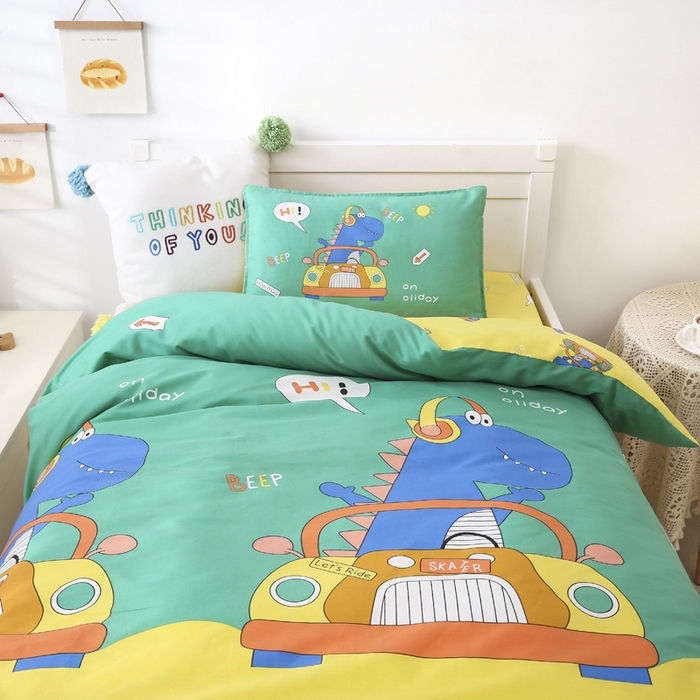 91家纺网 家纺一手货源 找家纺 2025年新款幼儿园全棉被子三件套宝宝入园纯棉六件套被褥午睡被套音乐恐龙