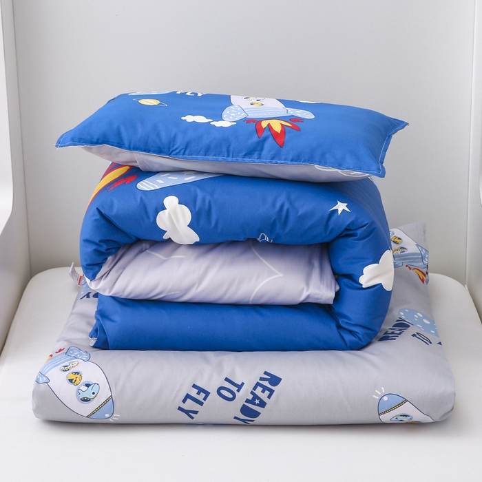 91家纺网 家纺一手货源 找家纺 2025年新款幼儿园全棉被子三件套宝宝入园纯棉六件套被褥午睡被套宇宙飞船