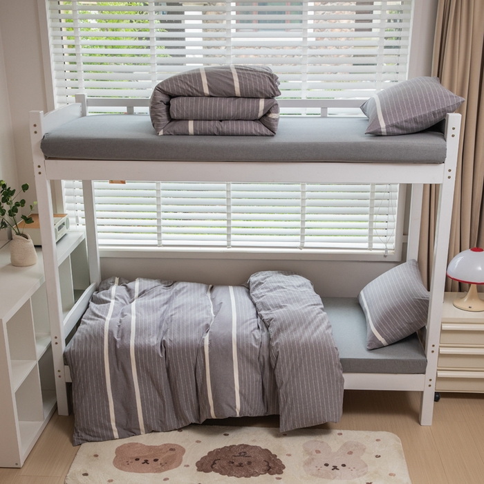 91家纺网 家纺一手货源 找家纺 （总）柠萌家居 2025年新款色织A类学生宿舍床笠三件套床垫套