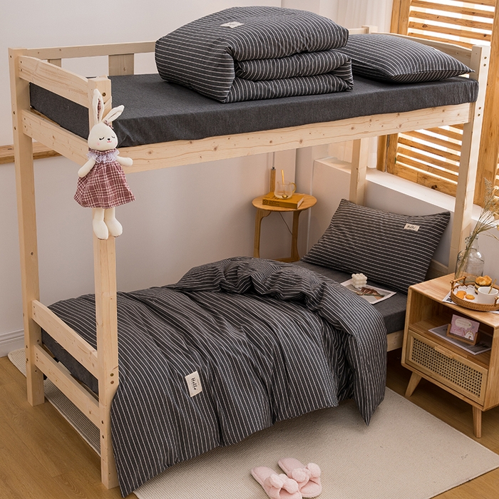 91家纺网 家纺一手货源 找家纺 （总）柠萌家居 2025年新款色织A类学生宿舍床笠三件套床垫套