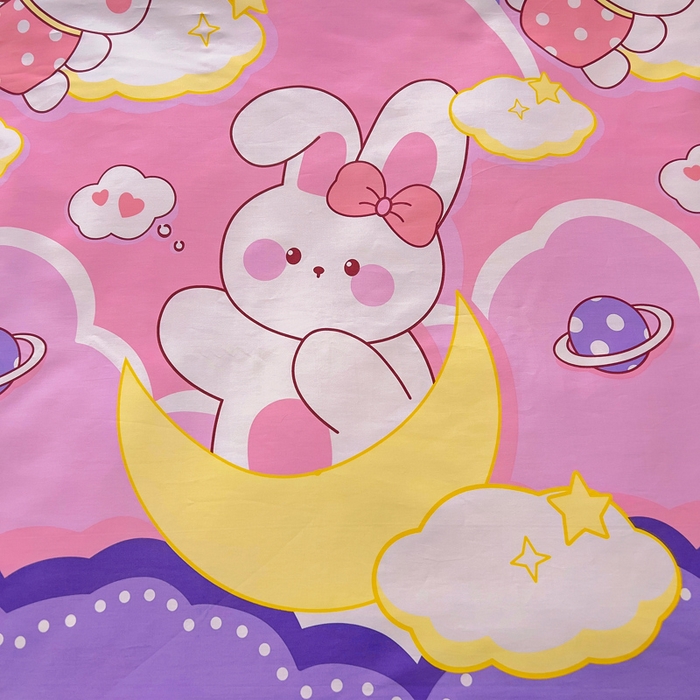 91家纺网 家纺一手货源 找家纺 2025年新款幼儿园全棉被子三件套宝宝入园纯棉六件套被褥午睡被套宇宙小兔