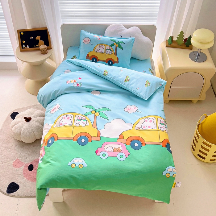 2025年新款幼儿园全棉被子三件套宝宝入园纯棉六件套被褥午睡被套周末出游
