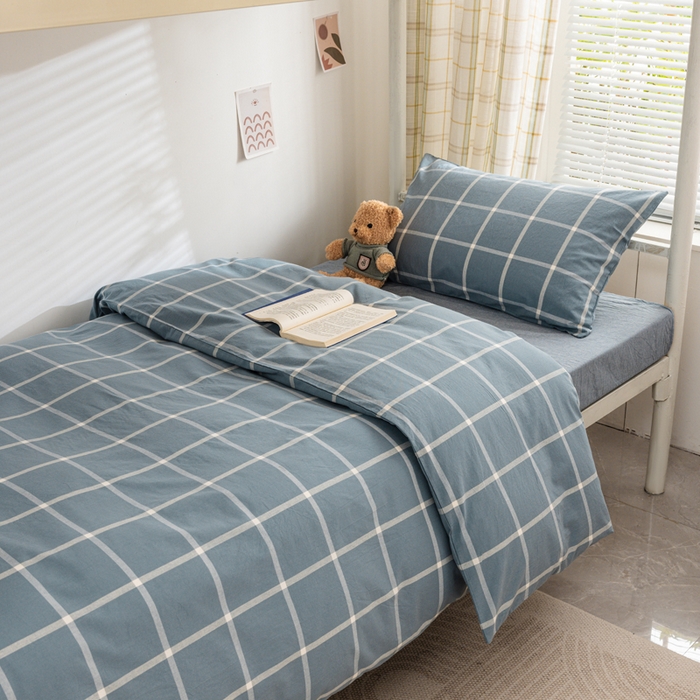 91家纺网 家纺一手货源 找家纺 （总）柠萌家居 2025年新款色织A类学生宿舍床笠三件套床垫套