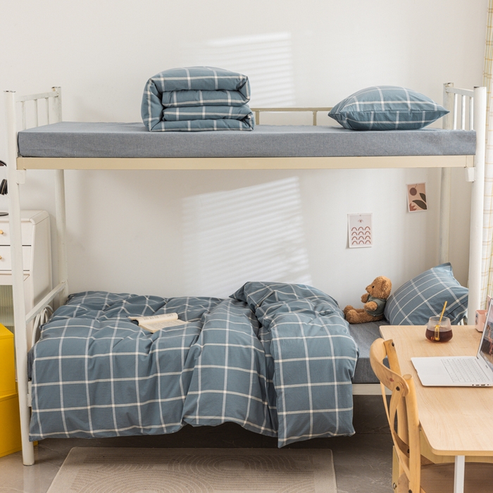 91家纺网 家纺一手货源 找家纺 （总）柠萌家居 2025年新款色织A类学生宿舍床笠三件套床垫套