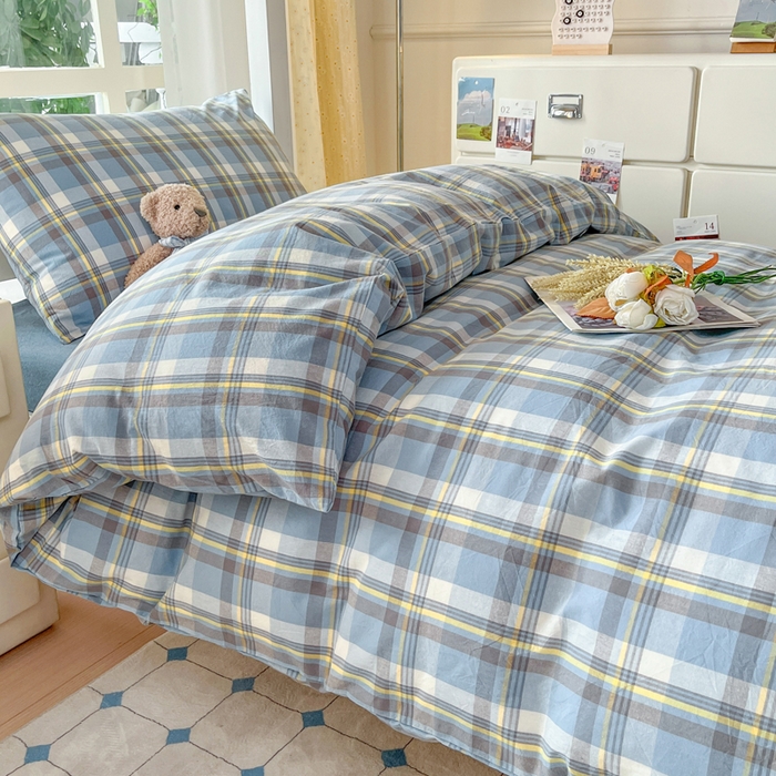 91家纺网 家纺一手货源 找家纺 （总）柠萌家居 2025年新款色织A类学生宿舍床笠三件套床垫套