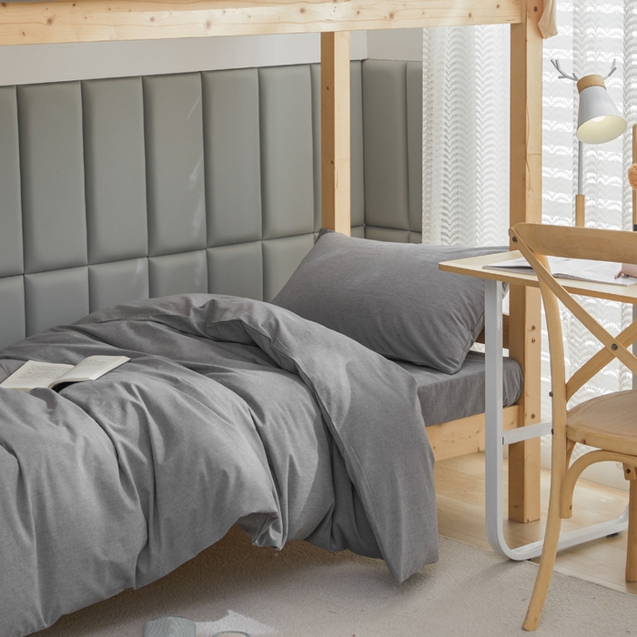 91家纺网 家纺一手货源 找家纺 柠萌家居 2025年新款色织A类学生宿舍床笠三件套床垫套 冷灰