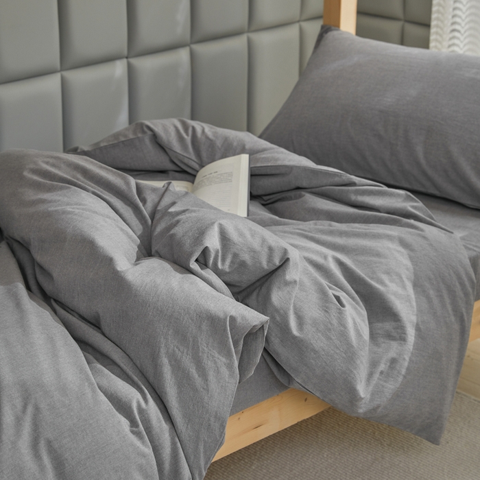 91家纺网 家纺一手货源 找家纺 柠萌家居 2025年新款色织A类学生宿舍床笠三件套床垫套 冷灰