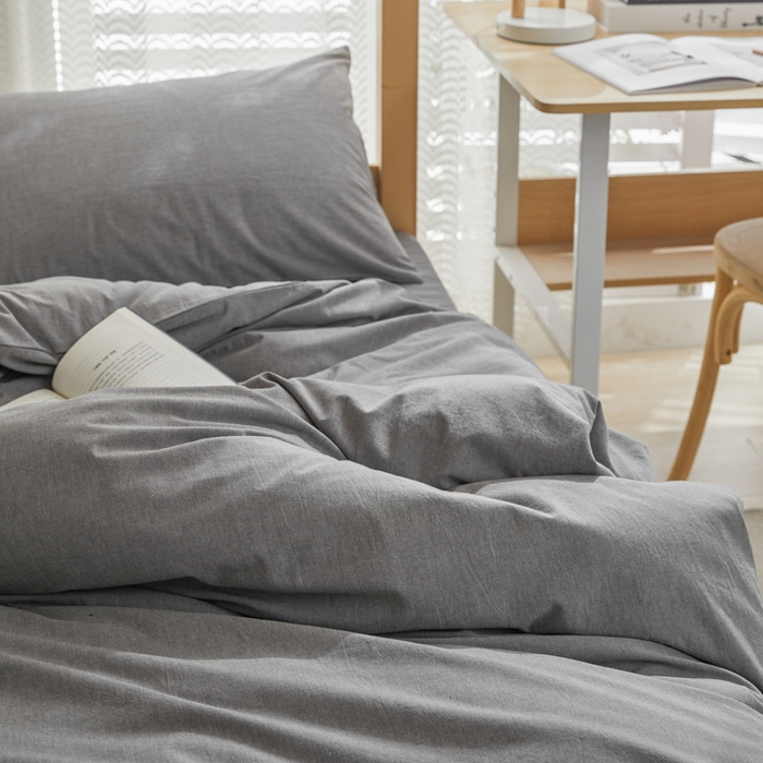 91家纺网 家纺一手货源 找家纺 柠萌家居 2025年新款色织A类学生宿舍床笠三件套床垫套 冷灰