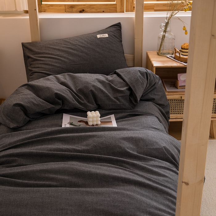 91家纺网 家纺一手货源 找家纺 柠萌家居 2025年新款色织A类学生宿舍床笠三件套床垫套 深灰