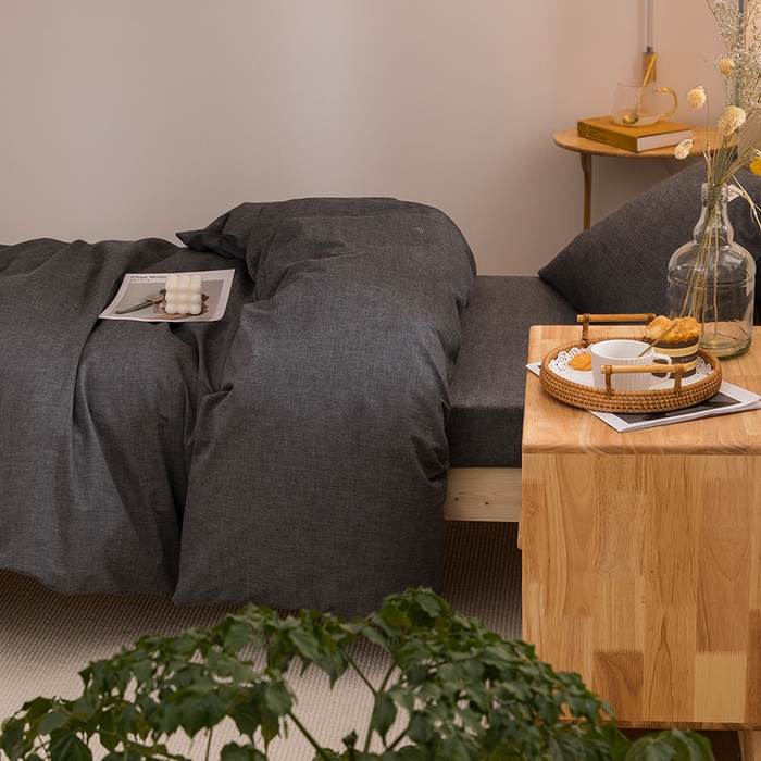 91家纺网 家纺一手货源 找家纺 柠萌家居 2025年新款色织A类学生宿舍床笠三件套床垫套 深灰