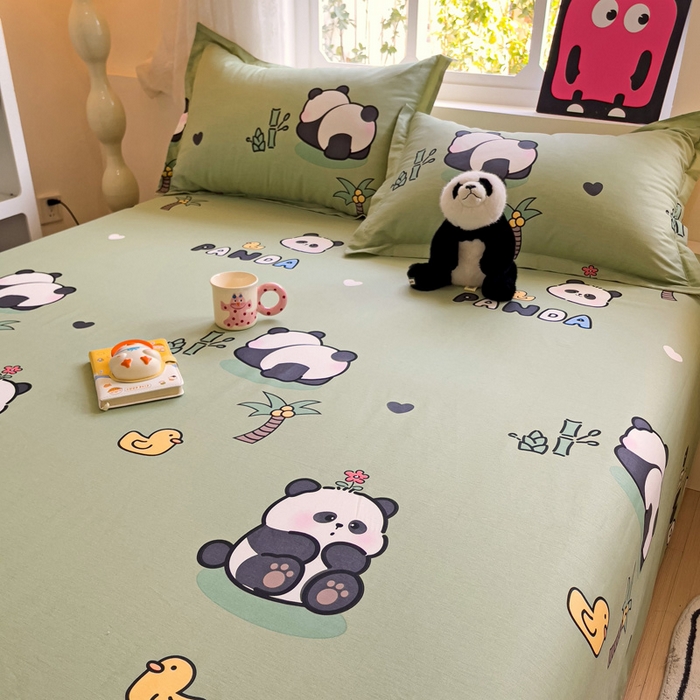 91家纺网 家纺一手货源 找家纺 依庭2025新款12868全棉纯棉单床单单品床单床单单件 熊猫乐园